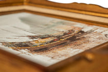 Load image into Gallery viewer, Signed Framed Mid-Century Modern "Junks at Sea" Oil Painting by P. Wong, USA, c. 1970's-ABT Modern