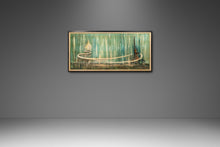 Load image into Gallery viewer, Signed Mid-Century Modern Abstract Surrealism Cityscape Oil on Canvas Painting (Framed), USA, c. 1950's-ABT Modern