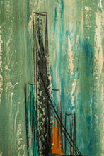 Load image into Gallery viewer, Signed Mid-Century Modern Abstract Surrealism Cityscape Oil on Canvas Painting (Framed), USA, c. 1950's-ABT Modern