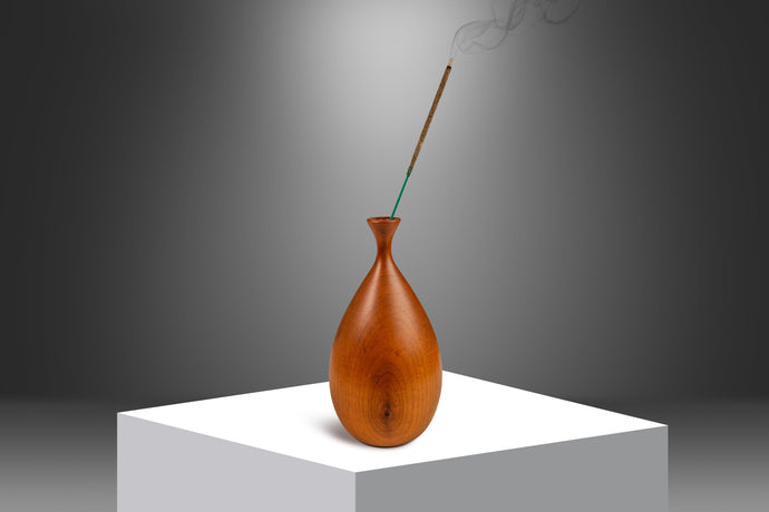Signed Mid-Century Organic Modern Petite Wood-Turned Vase in Solid Walnut by George Biersdorf, USA, c. 1979-ABT Modern