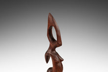 Load image into Gallery viewer, Substantial (2 ft) Mid-Century Modern Abstract Pregnant Humanoid Sculpture Carved from Solid Mahogany, West Africa, c. 1970's-ABT Modern