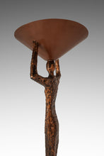 Load image into Gallery viewer, Substantial Art Deco Inspired 6ft Freestanding Bronze Female Form Torchiere Floor Lamp After Alberto Gicametti, c. 1970s-ABT Modern