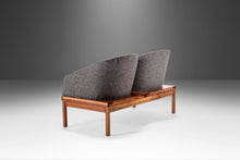 Load image into Gallery viewer, Three (3) Seat & Two (2) Three (3) Seat & Two (2) Seat Modular Benches in Walnut & New Charcoal Tweed Attributed to Arthur Umanoff, USA, c. 1960'sSeat Modular Benches in Walnut & New Charcoal Tweed Attributed to Arthur Umanoff, USA, c. 1960's-ABT Modern