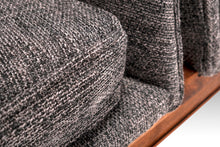 Load image into Gallery viewer, Three (3) Seat & Two (2) Three (3) Seat & Two (2) Seat Modular Benches in Walnut & New Charcoal Tweed Attributed to Arthur Umanoff, USA, c. 1960'sSeat Modular Benches in Walnut & New Charcoal Tweed Attributed to Arthur Umanoff, USA, c. 1960's-ABT Modern