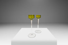 Load image into Gallery viewer, Title: Set of Four (4) Italian Modern Elongated Blown Glass Two-Tone Candlestick Holders (Varying Sized), Italy, c. 1970's-ABT Modern