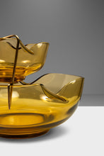 Load image into Gallery viewer, Vintage Mid-Century Modern Hand-Crafted Amber Glass Chips & Dip Serving Bowls, USA, c. 1960's-ABT Modern