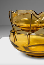 Load image into Gallery viewer, Vintage Mid-Century Modern Hand-Crafted Amber Glass Chips & Dip Serving Bowls, USA, c. 1960's-ABT Modern