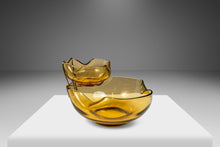 Load image into Gallery viewer, Vintage Mid-Century Modern Hand-Crafted Amber Glass Chips & Dip Serving Bowls, USA, c. 1960's-ABT Modern