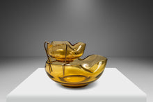 Load image into Gallery viewer, Vintage Mid-Century Modern Hand-Crafted Amber Glass Chips & Dip Serving Bowls, USA, c. 1960's-ABT Modern