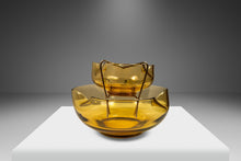 Load image into Gallery viewer, Vintage Mid-Century Modern Hand-Crafted Amber Glass Chips & Dip Serving Bowls, USA, c. 1960's-ABT Modern