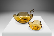 Load image into Gallery viewer, Vintage Mid-Century Modern Hand-Crafted Amber Glass Chips & Dip Serving Bowls, USA, c. 1960's-ABT Modern