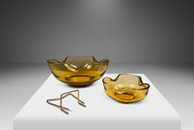 Load image into Gallery viewer, Vintage Mid-Century Modern Hand-Crafted Amber Glass Chips & Dip Serving Bowls, USA, c. 1960's-ABT Modern