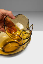 Load image into Gallery viewer, Vintage Mid-Century Modern Hand-Crafted Amber Glass Chips & Dip Serving Bowls, USA, c. 1960's-ABT Modern