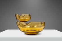 Load image into Gallery viewer, Vintage Mid-Century Modern Hand-Crafted Amber Glass Chips & Dip Serving Bowls, USA, c. 1960's-ABT Modern