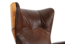 Load image into Gallery viewer, Wingback Mr. Chair by Mulhauser for Plycraft Lounge Chair and Ottoman in Brown Leather-ABT Modern