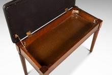 Load image into Gallery viewer, Mid-Century Modern Piano Bench in Walnut & New Leather by Manual Arts Paired Well w/ Baldwin Acrosonic Piano, USA, c. 1960's
