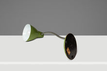 Load image into Gallery viewer, Mid-Century Modern Industrial Patinaed Adjustable Height Desk Table Lamp in Army Green, c. 1960s