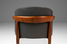 Load image into Gallery viewer, Mid-Century Danish Modern Lounge Tub Barrel Chair in Walnut & Original Vinyl After Finn Andersen, USA, c. 1960s