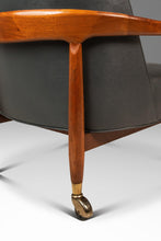 Load image into Gallery viewer, Mid-Century Danish Modern Lounge Tub Barrel Chair in Walnut & Original Vinyl After Finn Andersen, USA, c. 1960s