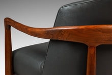 Load image into Gallery viewer, Mid-Century Danish Modern Lounge Tub Barrel Chair in Walnut & Original Vinyl After Finn Andersen, USA, c. 1960s