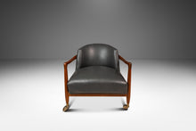 Load image into Gallery viewer, Mid-Century Danish Modern Lounge Tub Barrel Chair in Walnut & Original Vinyl After Finn Andersen, USA, c. 1960s