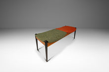 Load image into Gallery viewer, Rare Mid-Century Modern Two Seater Sculpted Bench in Oak & New Two-Toned Upholstery by Arthur Umanoff, USA, c. 1960s