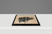 Load image into Gallery viewer, Mid-Century Modern Abstract Framed Textured Oil on Canvas Painting Depicting a Bull, USA, c. 1970s