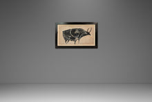 Load image into Gallery viewer, Mid-Century Modern Abstract Framed Textured Oil on Canvas Painting Depicting a Bull, USA, c. 1970s
