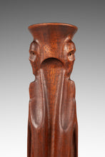 Load image into Gallery viewer, Mid-Century Modern Gothic Hand-Sculpted Oversized Candle Stick Holder Carved from Solid Teak, USA, c. 1960s