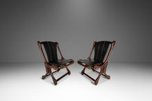 Load image into Gallery viewer, Set of Two ( 2 ) Rare Mid-Century Modern "Sloucher" Sling Chairs in Rosewood & Leather by Don S. Shoemaker for Señal Furniture, c. 1960s