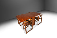 Load image into Gallery viewer, Restored Mid-Century Modern Space Saver Minimalist Hide Away Dropleaf Table w/ 4 Hidden Folding Chairs, Romania, c. 1960's