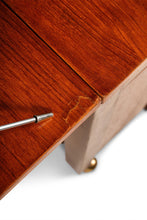 Load image into Gallery viewer, Restored Mid-Century Modern Space Saver Minimalist Hide Away Dropleaf Table w/ 4 Hidden Folding Chairs, Romania, c. 1960's