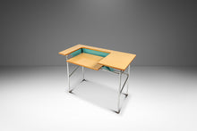 Load image into Gallery viewer, Mid-Century Modern Industrial Writer's Desk / Computer Desk w/ Adjustable Height Desk Top in Chrome & Metal, USA, c. 1970s