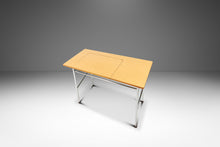 Load image into Gallery viewer, Mid-Century Modern Industrial Writer's Desk / Computer Desk w/ Adjustable Height Desk Top in Chrome & Metal, USA, c. 1970s