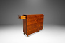 Load image into Gallery viewer, Restored Mid-Century Modern Space Saver Minimalist Hide Away Dropleaf Table w/ 4 Hidden Folding Chairs, Romania, c. 1960's