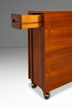 Load image into Gallery viewer, Restored Mid-Century Modern Space Saver Minimalist Hide Away Dropleaf Table w/ 4 Hidden Folding Chairs, Romania, c. 1960's