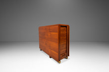 Load image into Gallery viewer, Restored Mid-Century Modern Space Saver Minimalist Hide Away Dropleaf Table w/ 4 Hidden Folding Chairs, Romania, c. 1960's