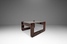 Load image into Gallery viewer, Mid-Century Brazilian Modern Brutalist End Table w/ Smoked Glass Top in Jacaranda by Percival Lafer, Brazil, c. 1970s