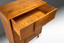 Load image into Gallery viewer, Mid-Century Modern Art Deco "Kohinoor" Four-Drawer Highboy Dresser Chest of Drawers in Birch by Heywood Wakefield, USA, c. 1950s