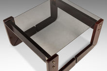 Load image into Gallery viewer, Mid-Century Brazilian Modern Brutalist End Table w/ Smoked Glass Top in Jacaranda by Percival Lafer, Brazil, c. 1970s