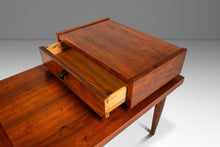 Load image into Gallery viewer, Set of Two (2) Mid-Century Modern "Step" End Tables in Walnut w/ Storage Drawers by American of Martinsville, USA, c. 1960s