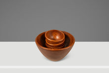 Load image into Gallery viewer, Set of Four ( 4 ) Mid-Century Organic Modern Wood-Turned Salad / Serving Bowls in Solid Burmese Teak, c. 1970's