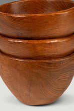 Load image into Gallery viewer, Set of Four ( 4 ) Mid-Century Organic Modern Wood-Turned Salad / Serving Bowls in Solid Burmese Teak, c. 1970's