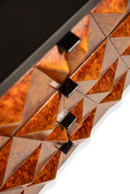 Load image into Gallery viewer, Rare Brutalist Space Age Sculptural Diamond Faced 8-Drawer Dresser / Sideboard w/ Leather Top, Italy, c. 1970s