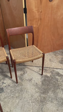 Load and play video in Gallery viewer, Set of Six ( 6 ) Model 77 Dining Chairs in Teak & Paper Cord by Niels O. Møller for J.L. Møllers Møbelfabrik Modell 77, Denmark, c. 1960s