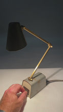 Load and play video in Gallery viewer, Rare Mid-Century Modern Model 3165 Industrial Tensor Desk Lamp by Dazor, USA, c. 1960's