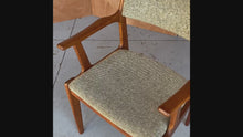 Load and play video in Gallery viewer, Danish Mid-Century Modern Arm Chair in Solid Teak & Original Fabric by D-Scan, c. 1970's