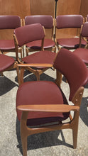 Load and play video in Gallery viewer, Set of Eight (8) Model 49 Dining Chairs w/ Two Armchairs in Teak & New Leather by Erik Buch for O. D. Møbler, Denmark, c. 1960s