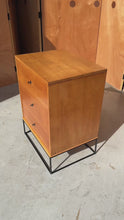 Load and play video in Gallery viewer, Mid-Century Modern 3-Drawer Dresser / Cabinet in Maple w/ Iron Base by Paul McCobb for Planner Group by Winchedon, USA, c. 1950s