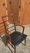 Load and play video in Gallery viewer, Danish Modern Captain's Arm "Lis" Chair in Walnut & Original Vinyl by Niels Koefoed for Koefoeds Hornslet, Denmark, c. 1960's